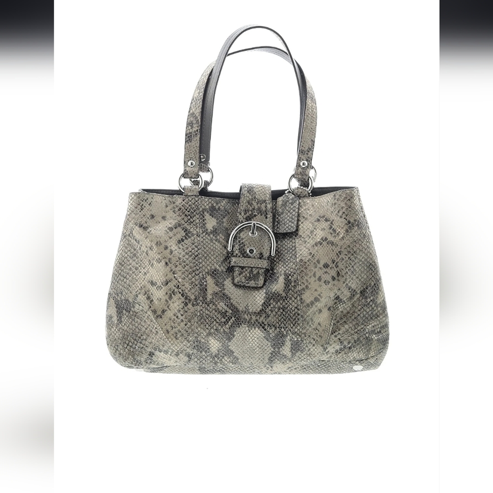 Like New! COACH Gray & Taupe Snake Skin Leather Shoulder Bag